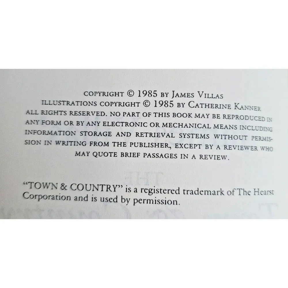 James Villas The Town & Country Cookbook First Edition 1985 NOS New